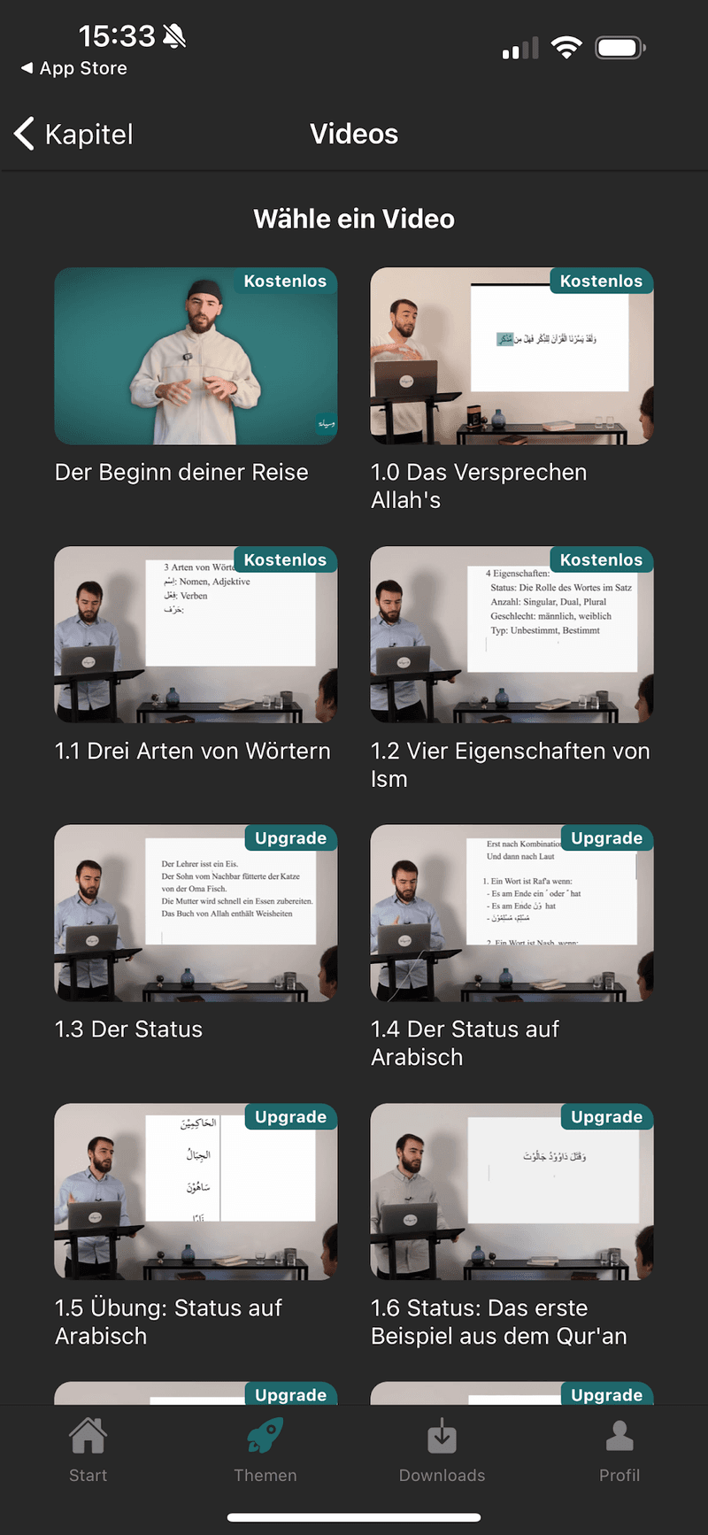 Videolektion in der Vaseelah-App